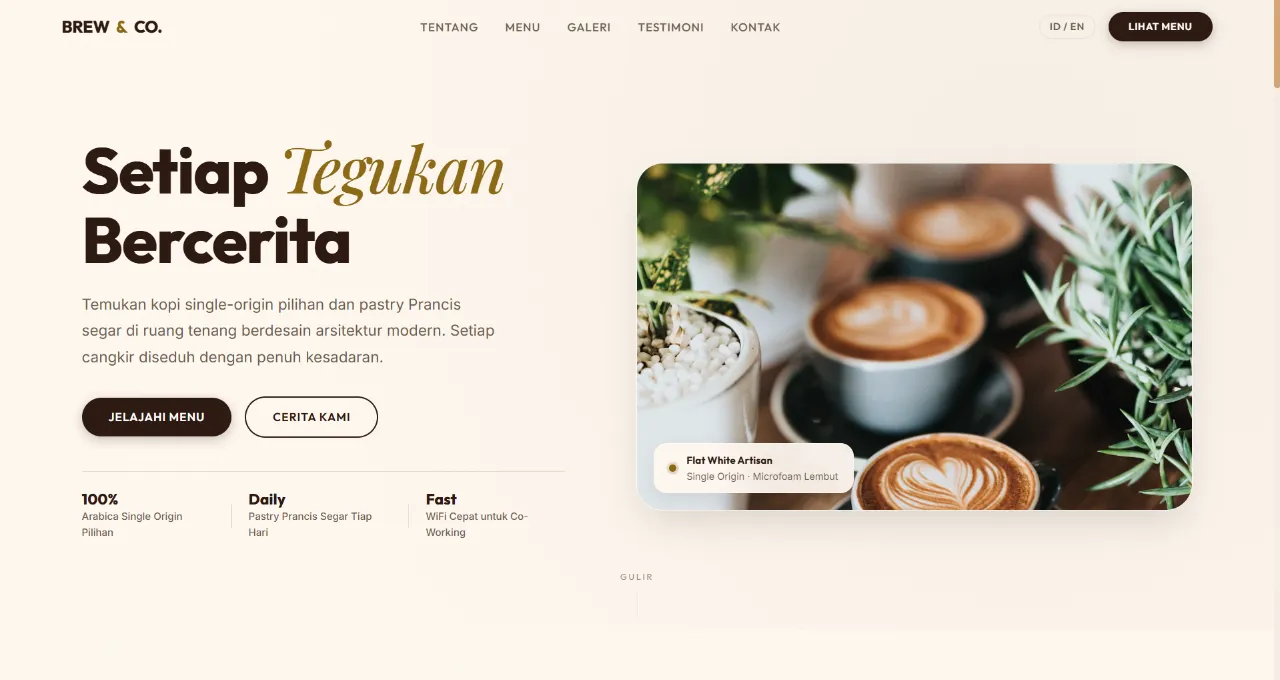 Cafe Website with Interactive Taste Matcher